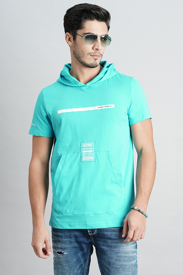 CERAMIC HALF SLEEVE HOODIE NECK TEE (HOODIE NECK H/SLV SLIM)