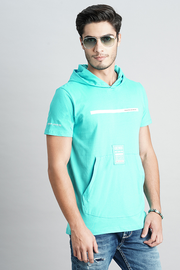 CERAMIC HALF SLEEVE HOODIE NECK TEE (HOODIE NECK H/SLV SLIM)