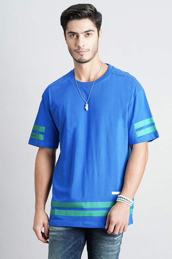 TRUE BLUE HALF SLEEVE OVERSIZED TEE (OVERSIZED TEE H/SLV SLIM)