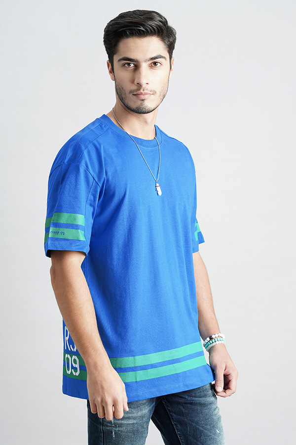 TRUE BLUE HALF SLEEVE OVERSIZED TEE (OVERSIZED TEE H/SLV SLIM)