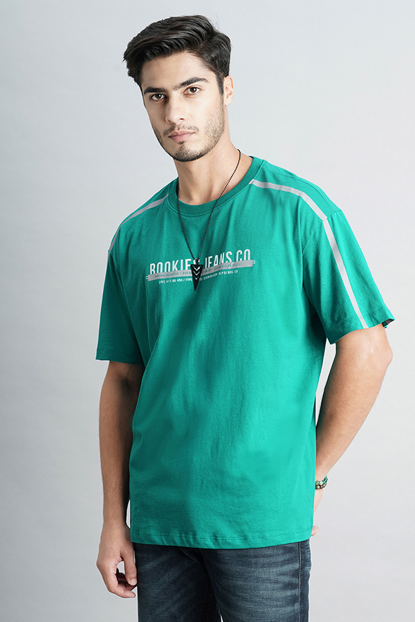 TEAL GREEN HALF SLEEVE OVERSIZED TEE (OVERSIZED TEE H/SLV SLIM)