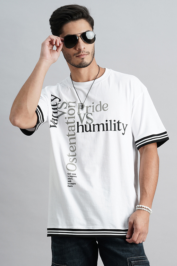 WHITE HALF SLEEVE OVERSIZED TEE (OVERSIZED TEE H/SLV SLIM)