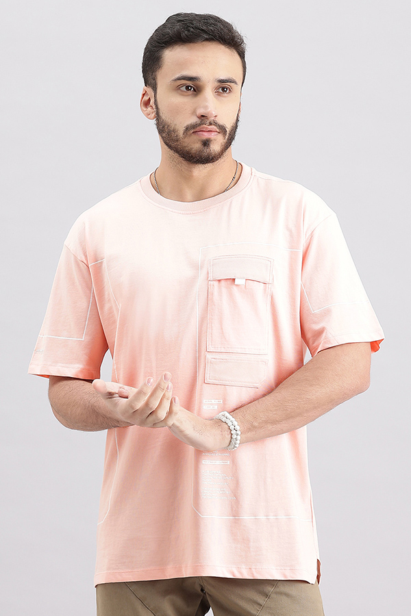 PINK ROSE HALF SLEEVE OVERSIZED TEE (OVERSIZED TEE H/SLV SLIM)