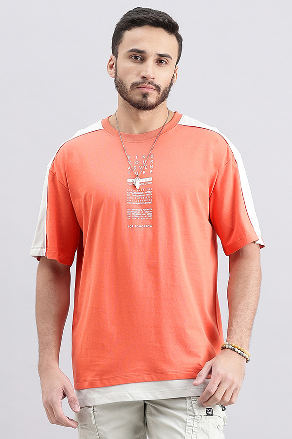 LT ORANGE HALF SLEEVE OVERSIZED TEE (OVERSIZED TEE H/SLV SLIM)