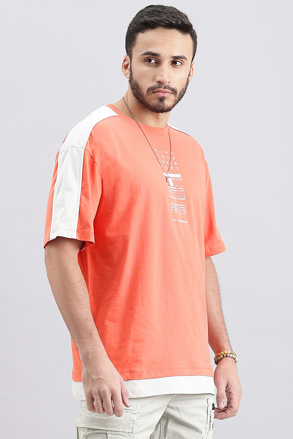 LT ORANGE HALF SLEEVE OVERSIZED TEE (OVERSIZED TEE H/SLV SLIM)