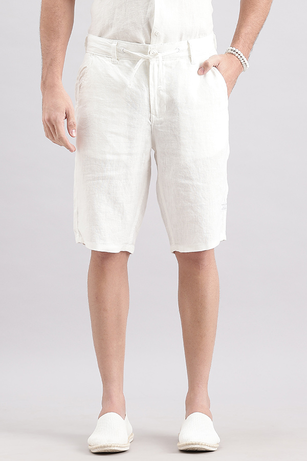 WHITE LINEN SHORT (SLIM RELAXED FIT)