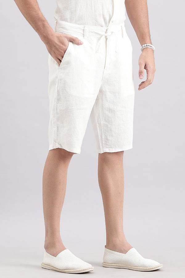 WHITE LINEN SHORT (SLIM RELAXED FIT)