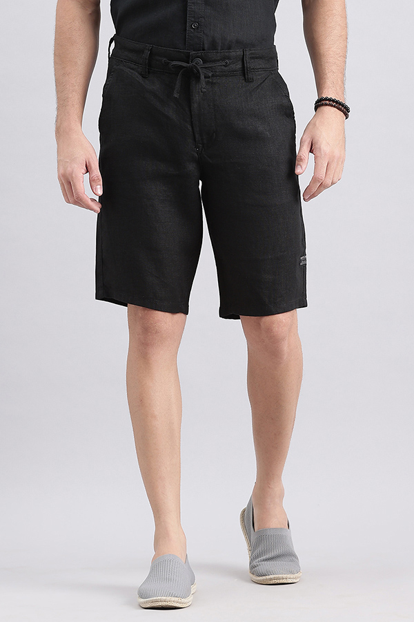 BLACK LINEN SHORT (SLIM RELAXED FIT)