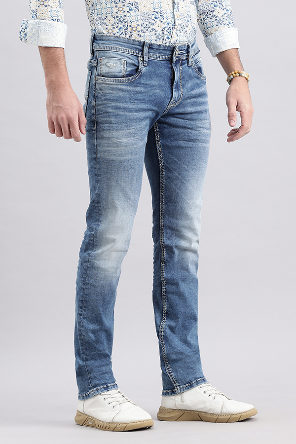 LT BLUE 5 POCKET MID-RISE JEANS (LENNON FIT)