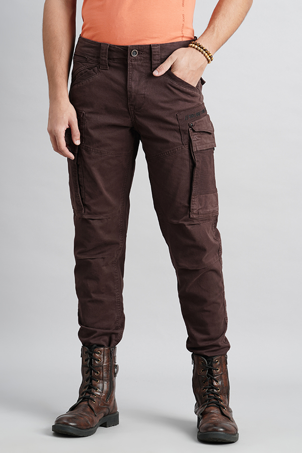 BROWN SLIM FIT CARGO PANT (REGULAR FIT)